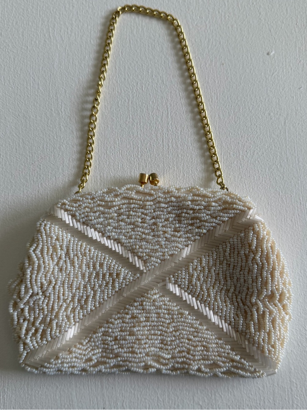 Vintage 1950’s / 1960’s Beaded Evening Clutch with Gold Chain